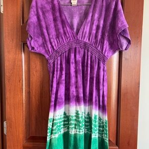 Purple and Green Tie-Dye Dress